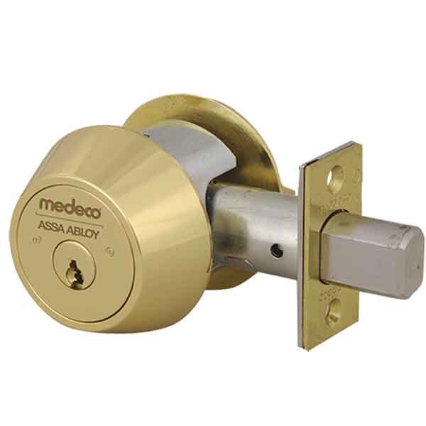 MEDECO:Maxum M3 - Commercial BiAxial - Double Deadbolt - Backset  2-3/4" - 05  -Bright Brass